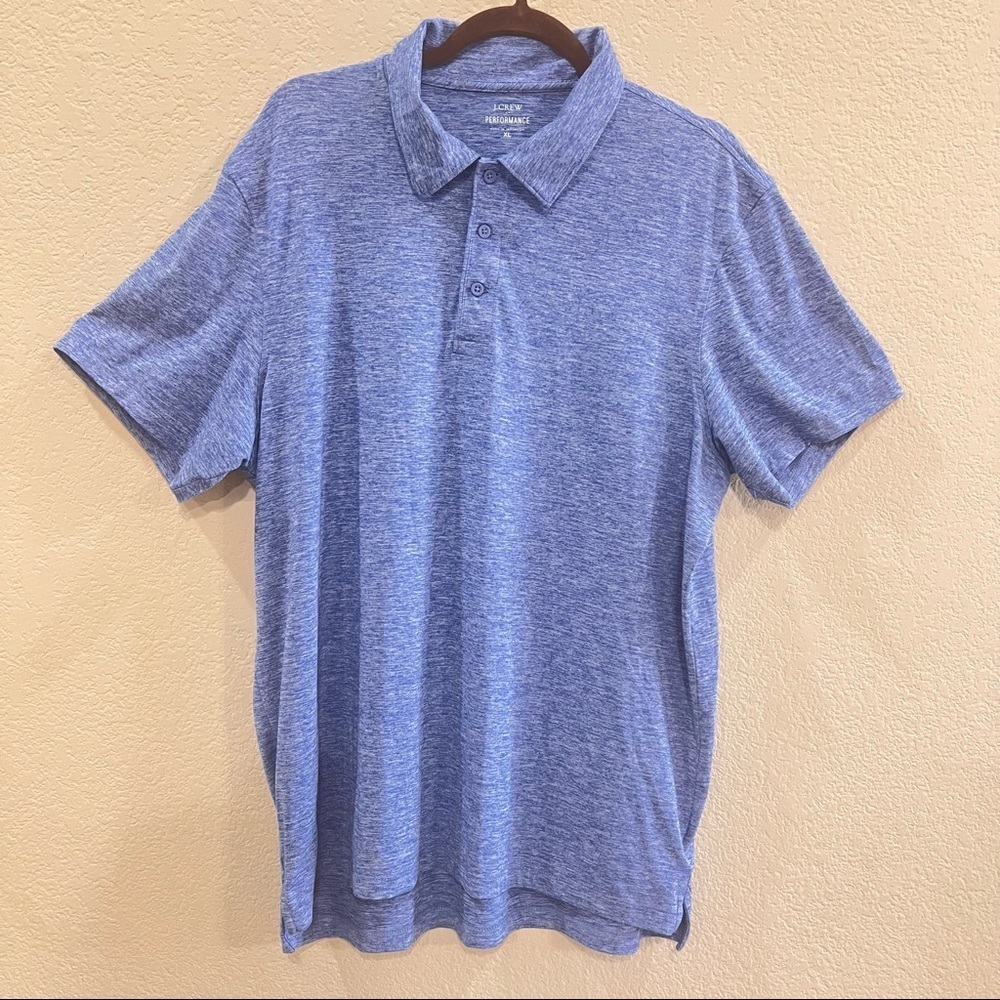 J Crew Shirt Adult SZ XL Preppy Collared Performance Casual Golf Polo Blue Mens